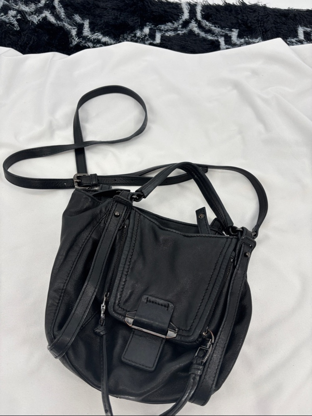 Kooba  Black Leather Crossbody Bag - adjustable lined Shoulder Purse